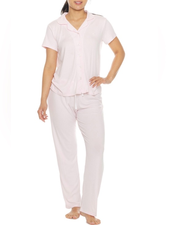 Born Other - BORN Ribbed Short-Sleeve Pajama Set Light Pink $45 Retail NWT